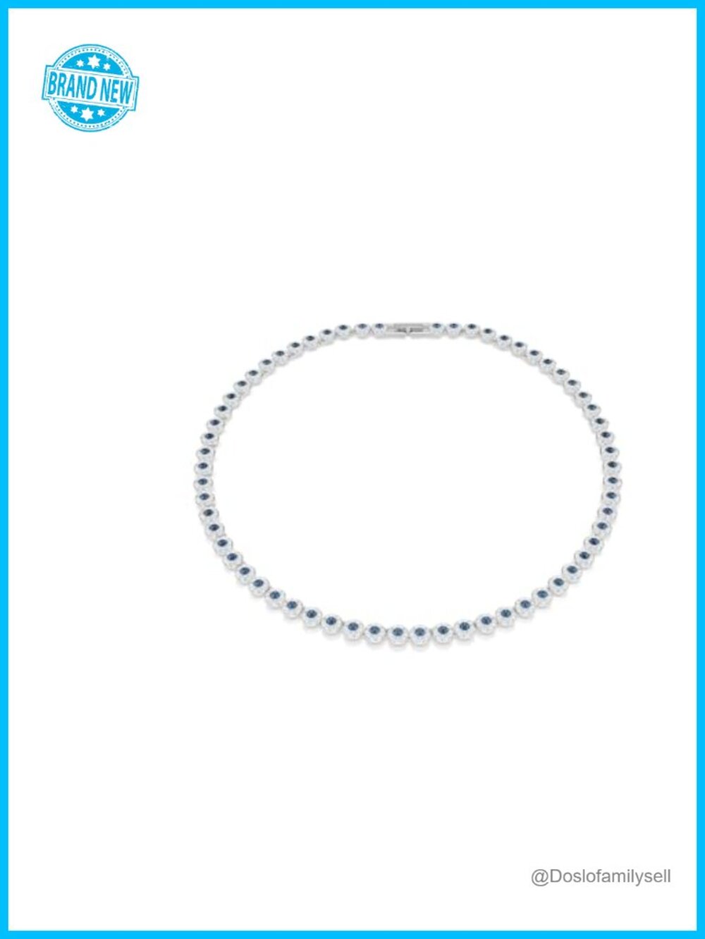 Una Angelic Tennis Necklace Round Cut Crystal Rhodium Plated Adjustable